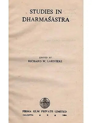 Studies in Dharmasastra (An Old and Rare Book)